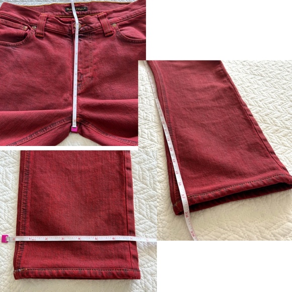 Nudie Jeans Thin Finn Organic Cotton Slim Fit Icon Red Waist Size 31 Unisex - Picture 12 of 14